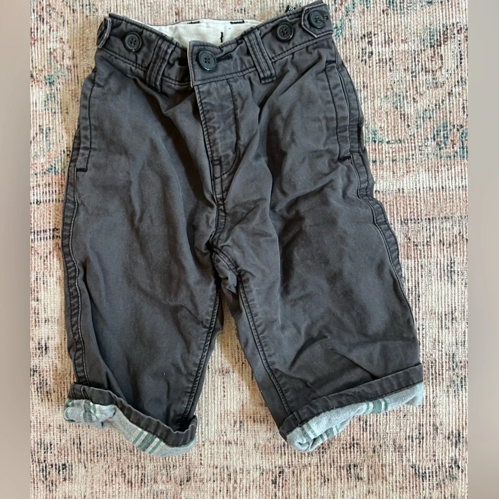 GAP Kids Charcoal Casual Pants Flannel Lined 12-18 mo